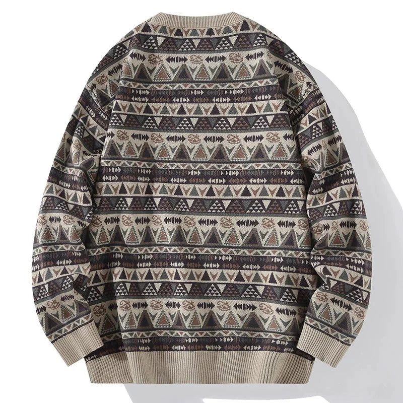 Geometric Knit Grandad Jumper Newgew