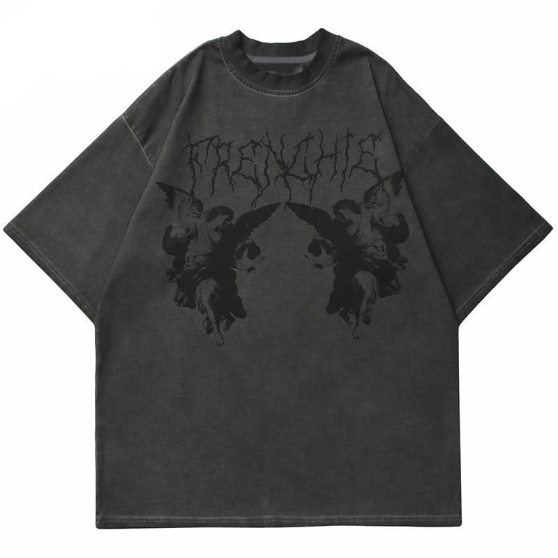 Gothic Angel Garment Dyed T-Shirt Newgew