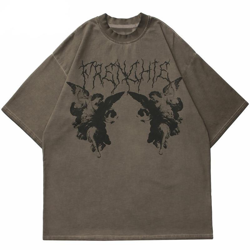 Gothic Angel Garment Dyed T-Shirt Newgew