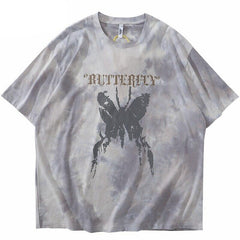 Gothic Butterfly Tie-Dye T-Shirt Newgew