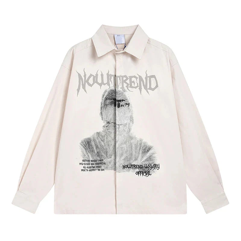 Gothic Print Button Down Shirt Newgew