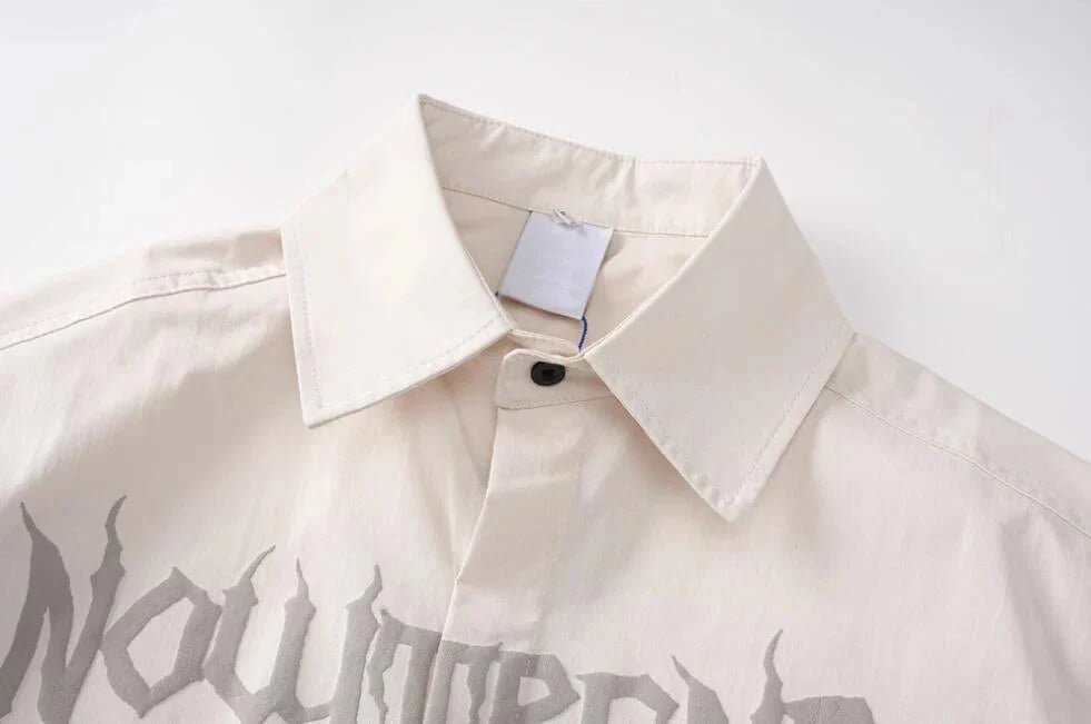Gothic Print Button Down Shirt Newgew