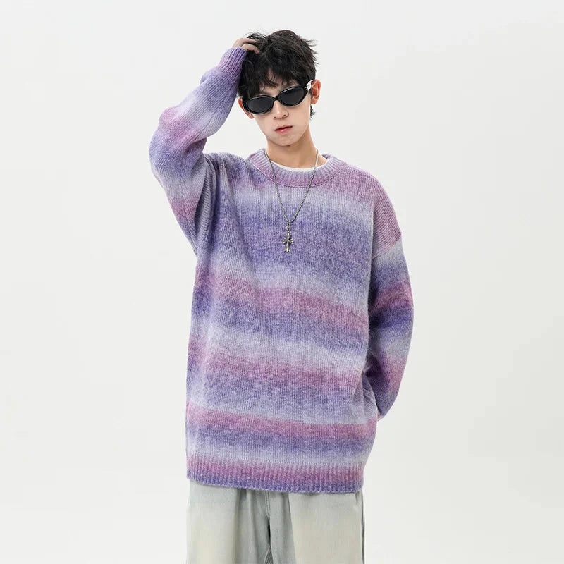 Gradient Stripe Knitted Sweater Newgew