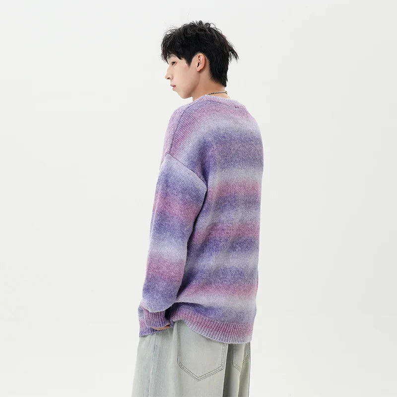 Gradient Stripe Knitted Sweater Newgew