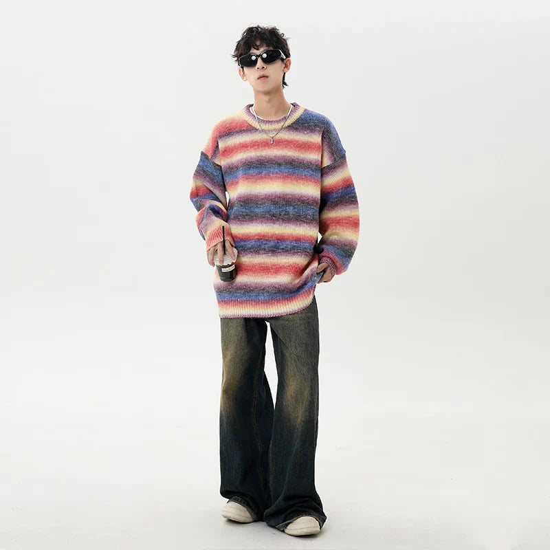 Gradient Stripe Knitted Sweater Newgew