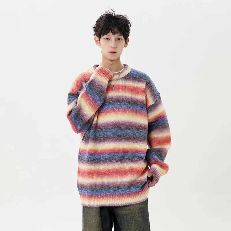 Gradient Stripe Knitted Sweater Newgew