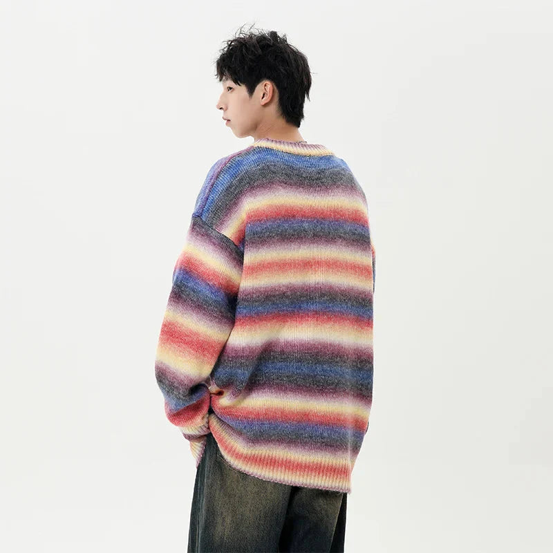 Gradient Stripe Knitted Sweater Newgew