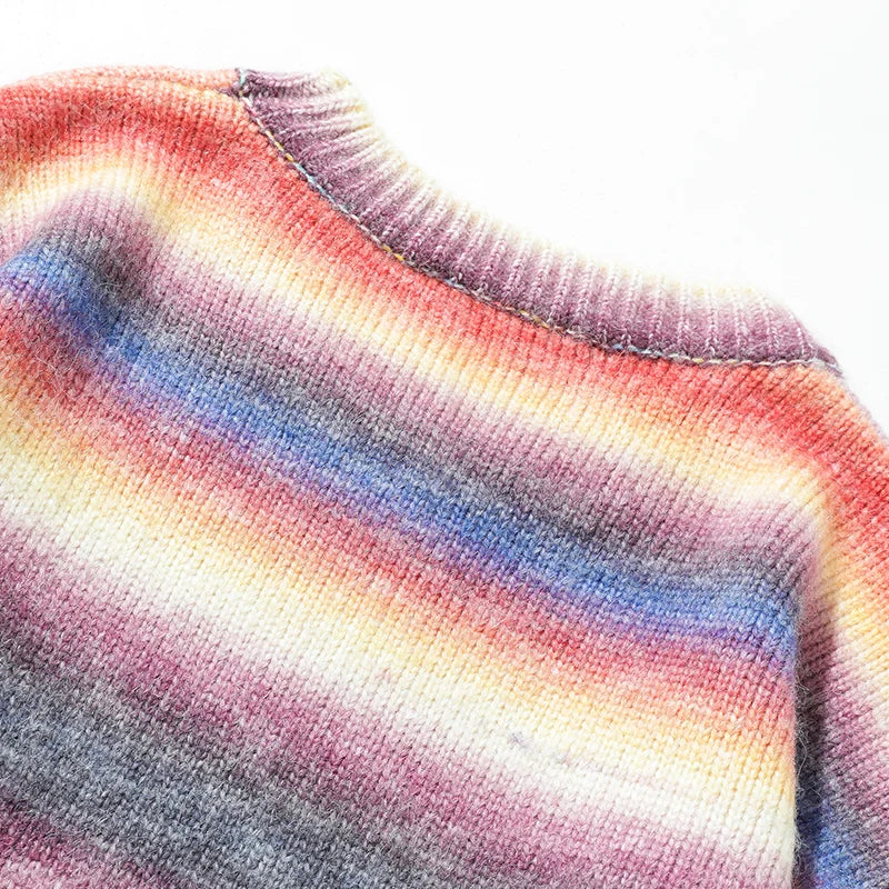 Gradient Stripe Knitted Sweater Newgew