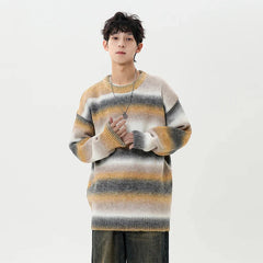 Gradient Stripe Knitted Sweater Newgew