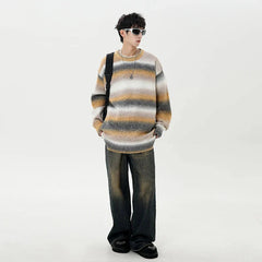 Gradient Stripe Knitted Sweater Newgew