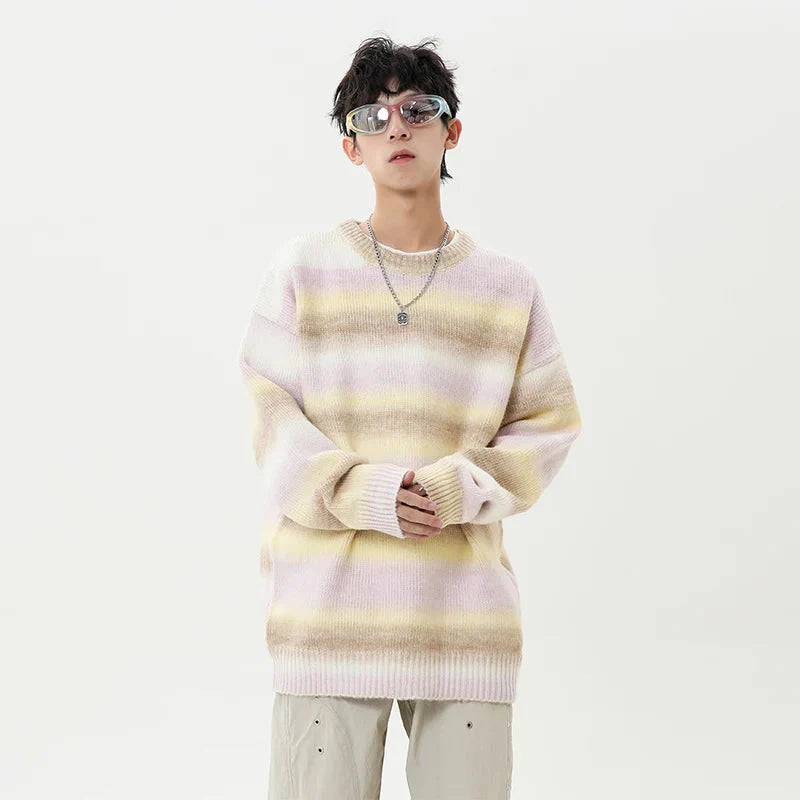 Gradient Stripe Knitted Sweater Newgew