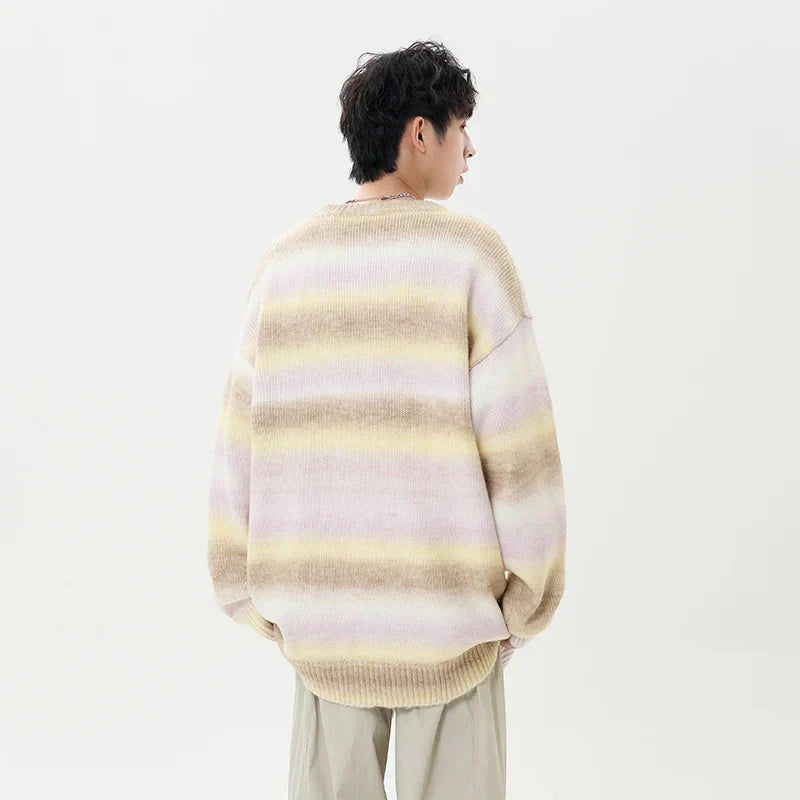 Gradient Stripe Knitted Sweater Newgew