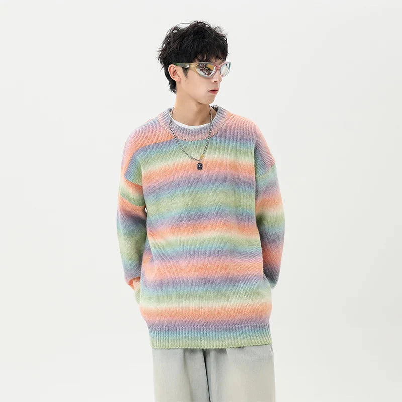 Gradient Stripe Knitted Sweater Newgew