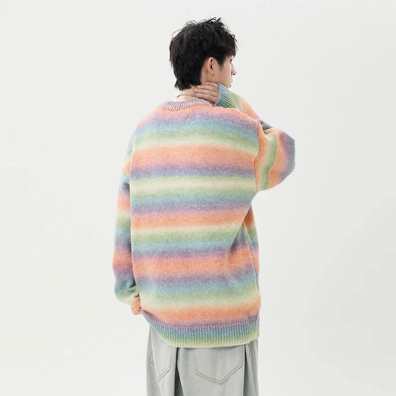 Gradient Stripe Knitted Sweater Newgew