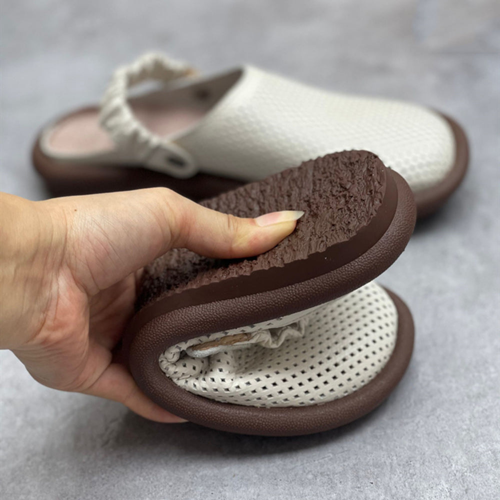 Handmade Flat Leather Slippers Hollow-out Sandals Newgew Shoes