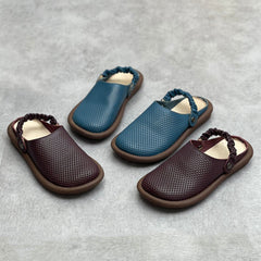 Handmade Flat Leather Slippers Hollow-out Sandals Newgew Shoes