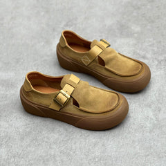 Handmade Leather Slip-on Shoes With Buckle Accents Newgew Shoes