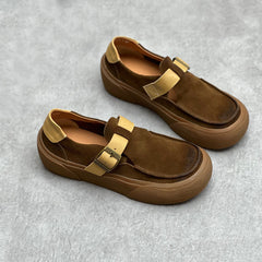 Handmade Leather Slip-on Shoes With Buckle Accents Newgew Shoes