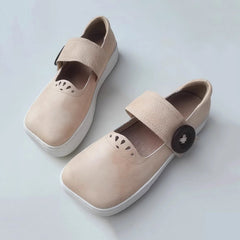 Handmade Stitching Square Toe Leather Shoes Newgew Shoes