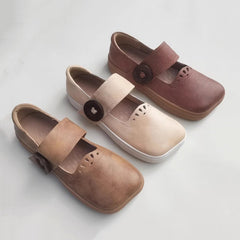 Handmade Stitching Square Toe Leather Shoes Newgew Shoes