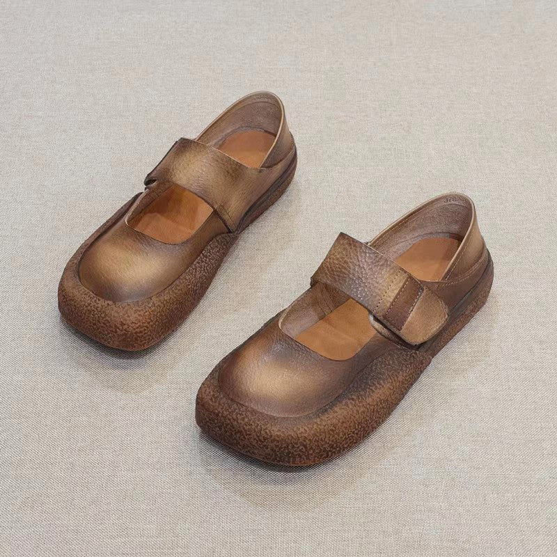 Handmade Velcro Square Toe Leather Shoes Newgew Shoes