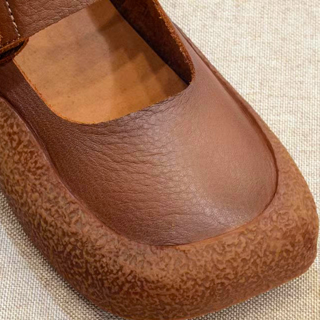 Handmade Velcro Square Toe Leather Shoes Newgew Shoes