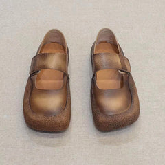 Handmade Velcro Square Toe Leather Shoes Newgew Shoes