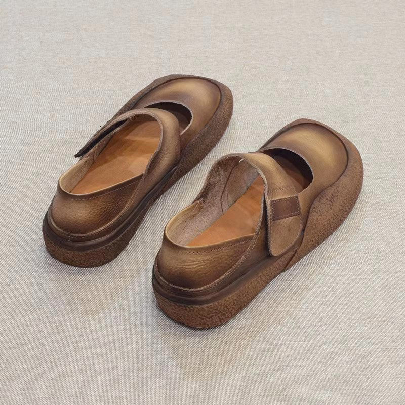 Handmade Velcro Square Toe Leather Shoes Newgew Shoes