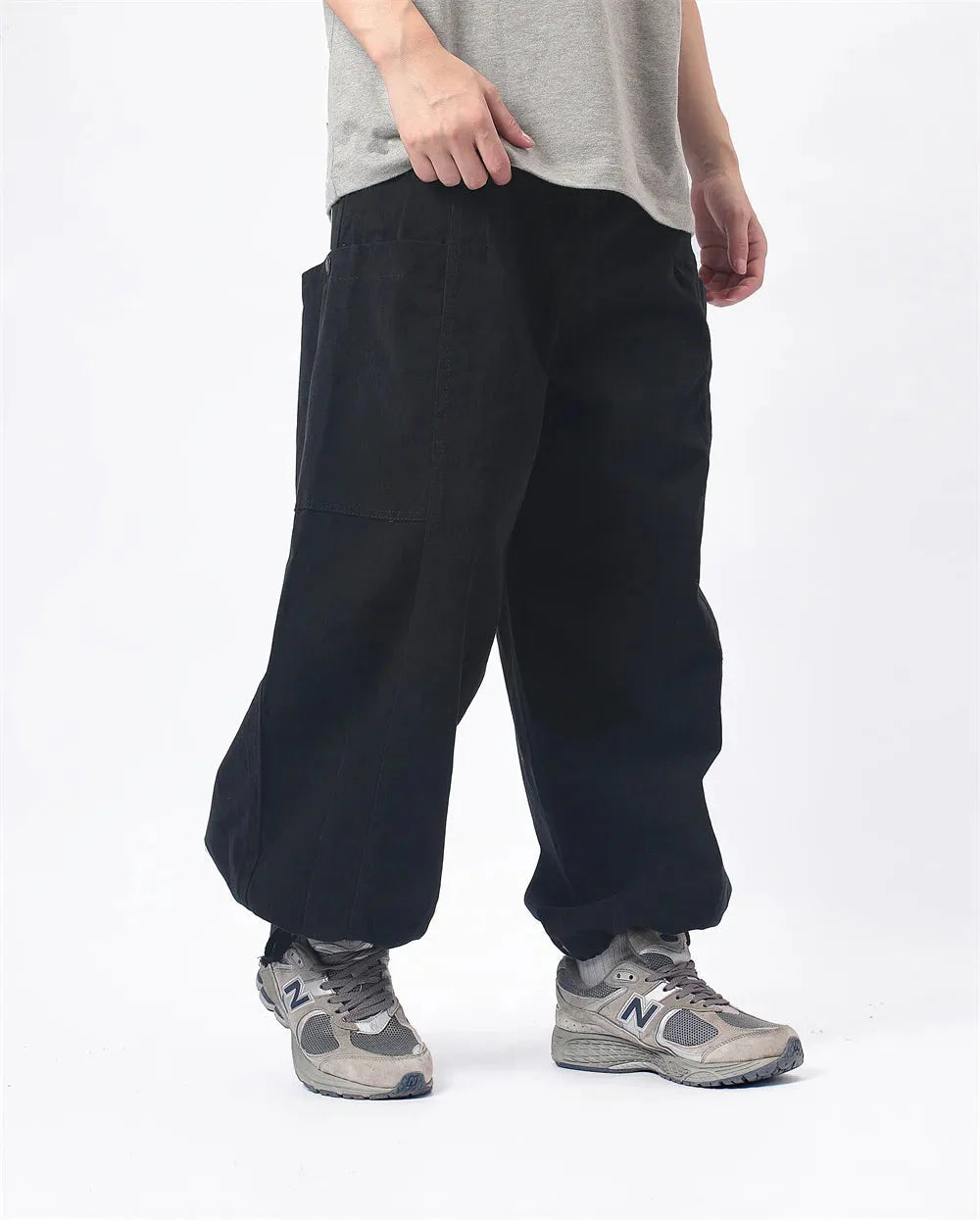 Herringbone Twill Wide-Leg Cargo Pants Newgew