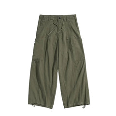 Herringbone Twill Wide-Leg Cargo Pants Newgew