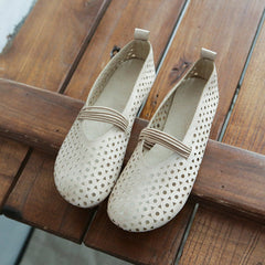 Hollow-Out Breathable Leather Flats Shoes Newgew Shoes