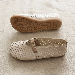 Hollow-Out Breathable Leather Flats Shoes Newgew Shoes