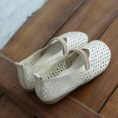 Hollow-Out Breathable Leather Flats Shoes Newgew Shoes