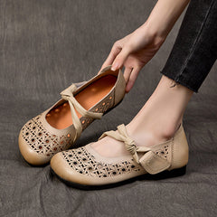 Hollow-out Breathable Flat Leather Peas Shoes Newgew Shoes