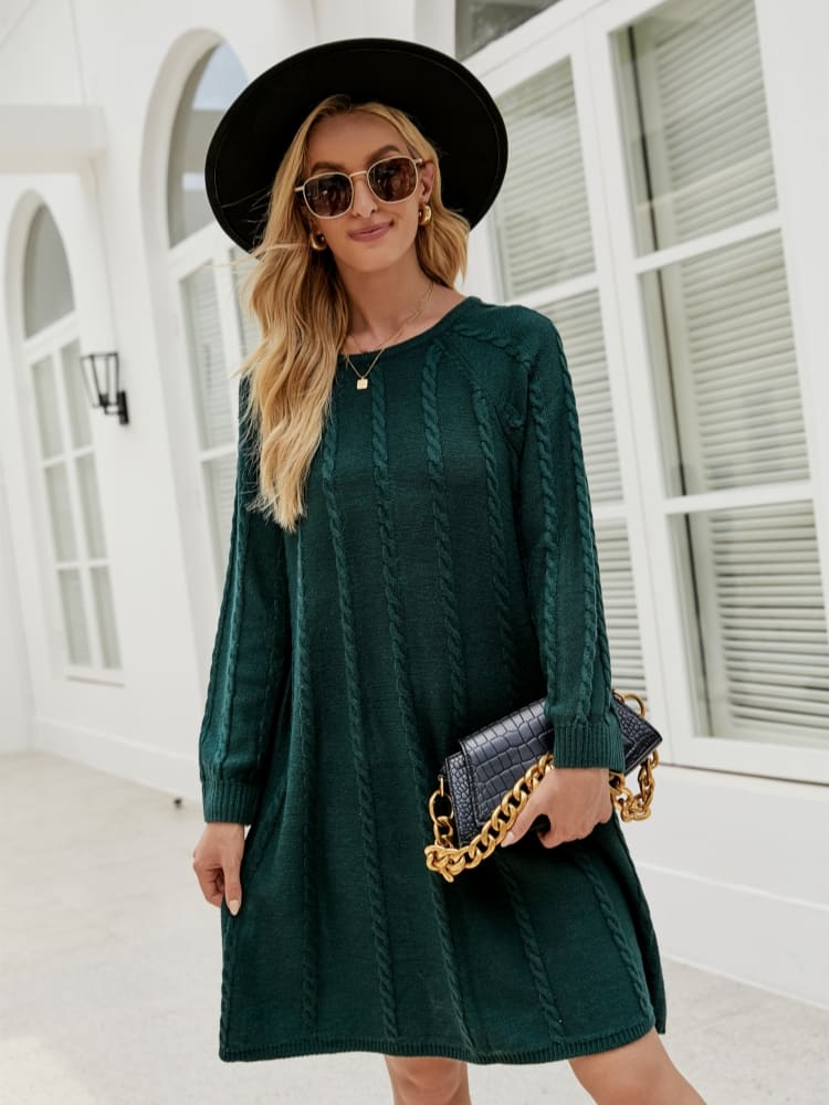 Stylish Solid Color A-Line Knit Dress Newgew Dresses