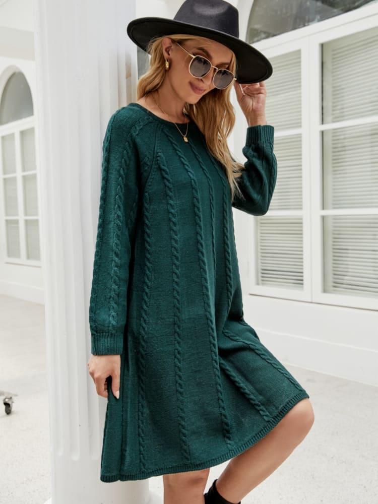 Stylish Solid Color A-Line Knit Dress Newgew Dresses