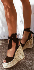 Lace up Espadrille Heel Platform Wedges Ankle Strap Sandals Pairmore