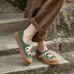 Lace-Up Suede Leather Flat Shoes (Worn as Slippers) Newgew Shoes