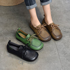 Lace-up Leather Shoes Slip-on Office-friendly Flats Newgew Shoes