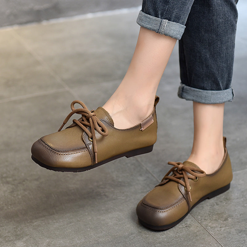 Lace-up Leather Shoes Slip-on Office-friendly Flats Newgew Shoes