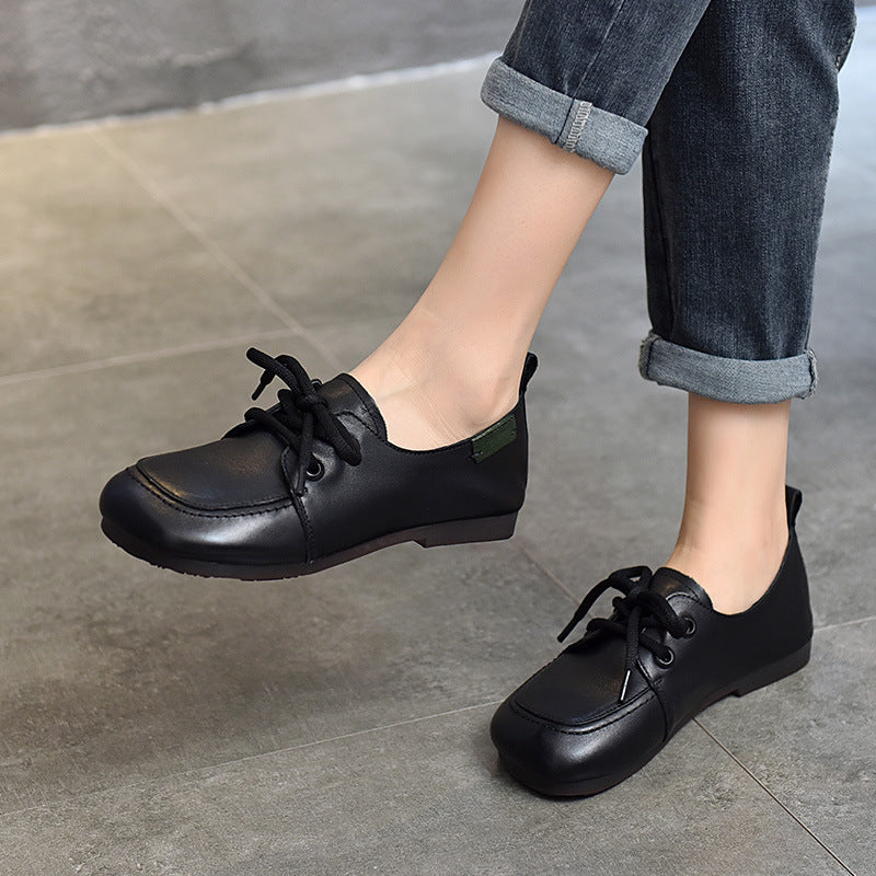 Lace-up Leather Shoes Slip-on Office-friendly Flats Newgew Shoes