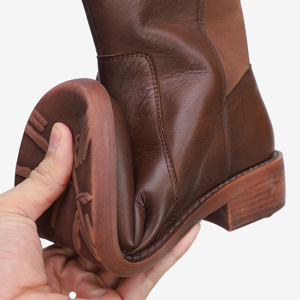 Leather Elastic Short Martin Boots With Side Zippers Newgew Shoes