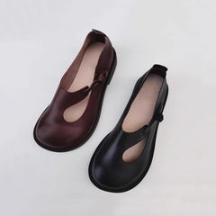 Leather Retro Breathable Hollow-out With Knob Knot Newgew Shoes