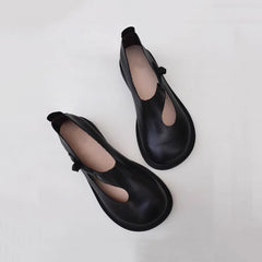 Leather Retro Breathable Hollow-out With Knob Knot Newgew Shoes