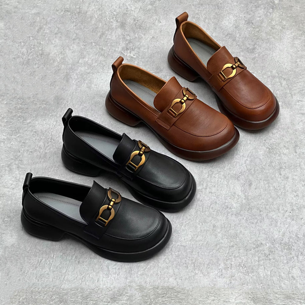 Leather Round Toe Comfortable Loafers Shoes Newgew Shoes