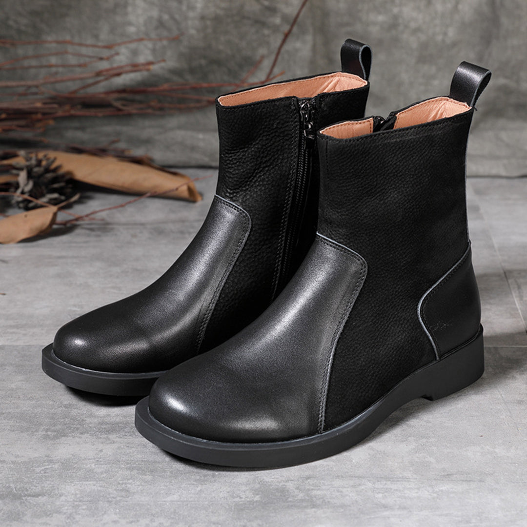 Leather Spliced Retro Martin Boots Newgew Shoes