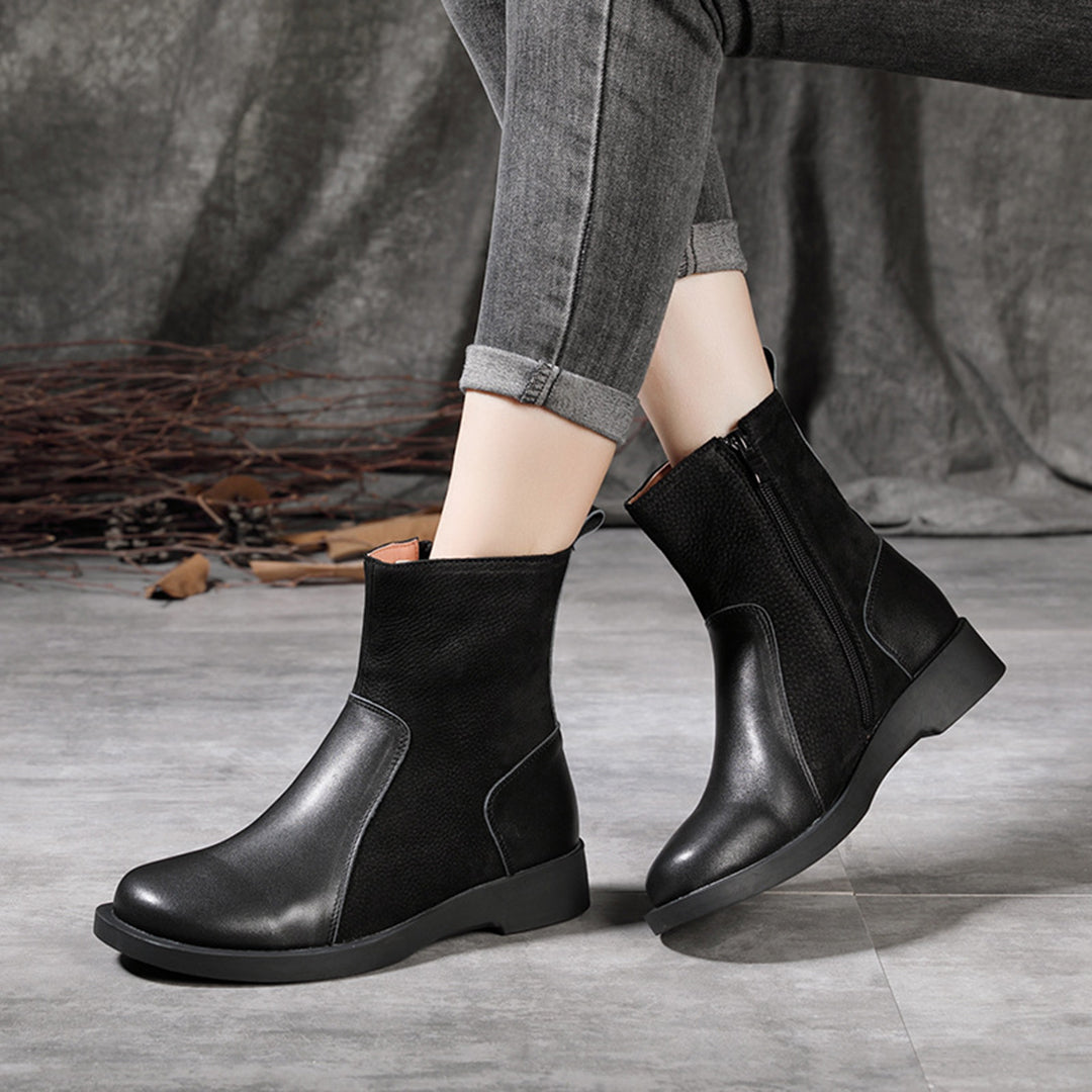 Leather Spliced Retro Martin Boots Newgew Shoes