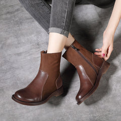 Leather Spliced Retro Martin Boots Newgew Shoes