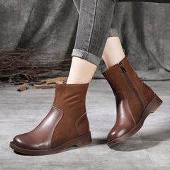 Leather Spliced Retro Martin Boots Newgew Shoes