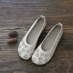 Leaves Hollow Out Flats Slip On Shoes Newgew Shoes